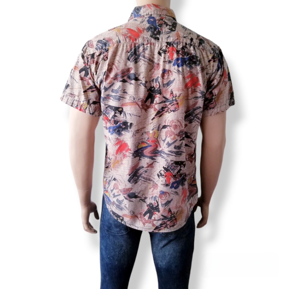 Matix Abstract Retro Print Button Down Shirt - image 5